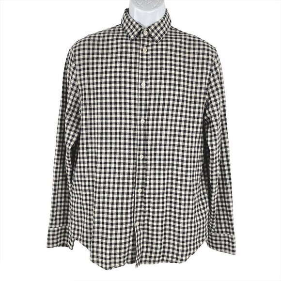 H&M Shirt Button Front Regular Fit Gingham Plaid L - Picture 1 of 5